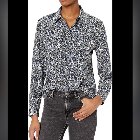 Olsen leopard print button up blouse size xs - Picture 1 of 8